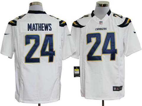 San Diego Chargers 24 Mathews White Nike Game NFL jerseys